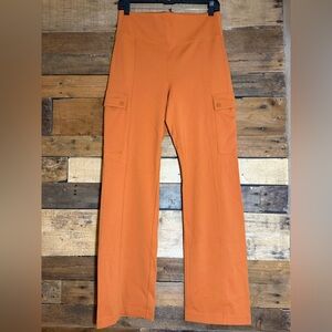 Athleta Orange Delancey Straight Cargo Pants- Size M, Zip Back Pockets